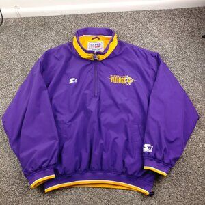 Vintage 90s Starter Minnesota Vikings Jacket Windbreaker Full Zip Mens XL
